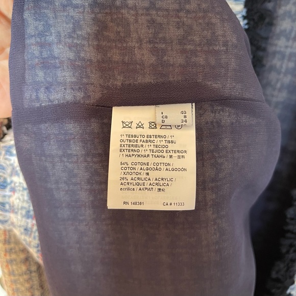 PINKO Made in Italy Long Tweed Jacket Blue & White - Picture 9 of 16